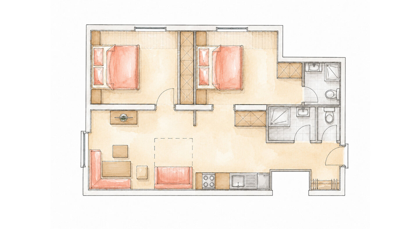 Grundriss der Ferienwohnung 1